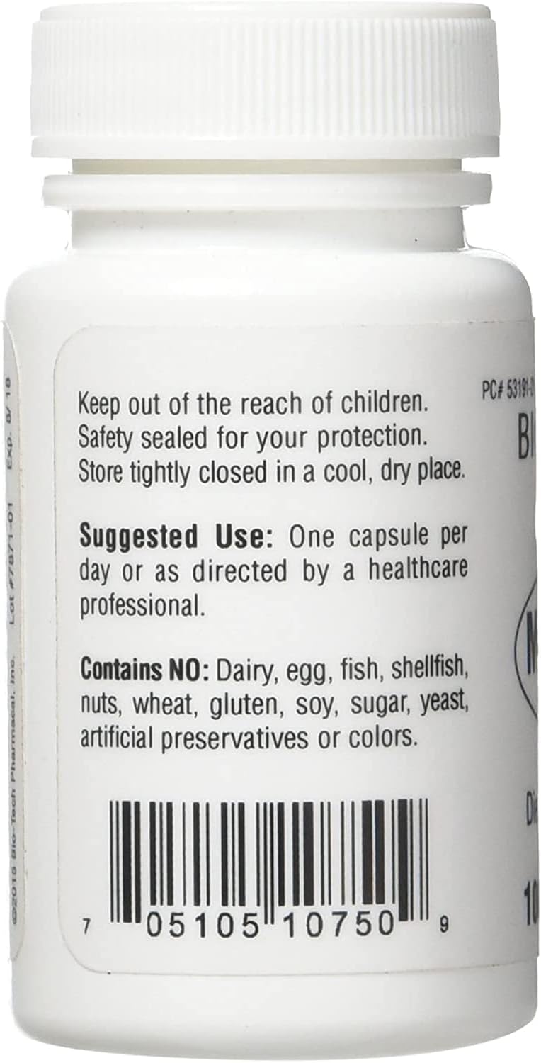 Bio-Tech Pharmacal Melatonin Capsules, 5 mg - Natural Sleep Support for Cardiovascular, Immune, and Bone Health - 100 Count - Dairy, Fish, Gluten, Peanut, Shellfish, GMO, and Soy Free - Espot.com.au