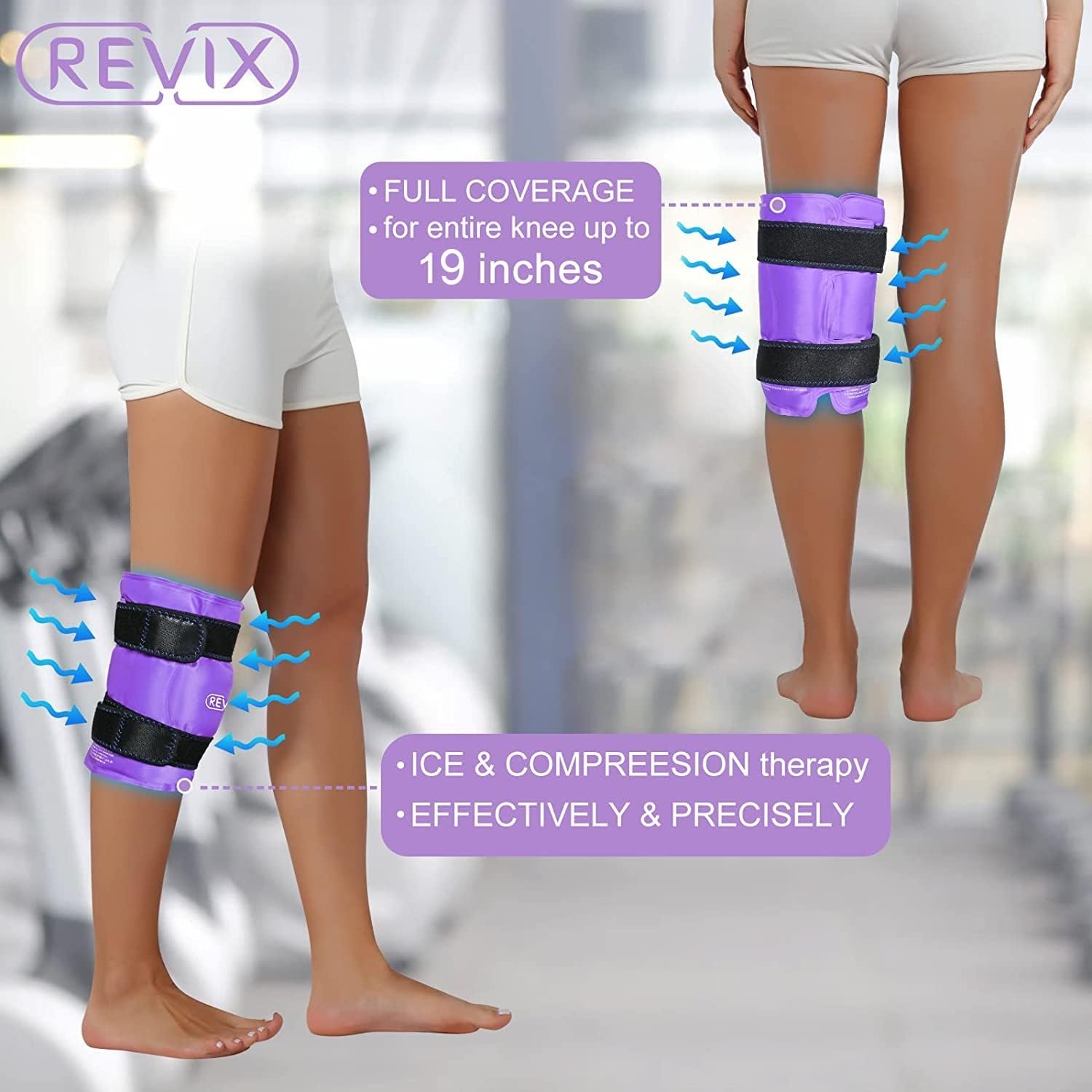 Large Knee Ice Wrap with Full Coverage, Gel Cold Pack for Muscle Pain Relief, Promotes Flexibility, Soft Plush Lining - Purple - Espot.com.au