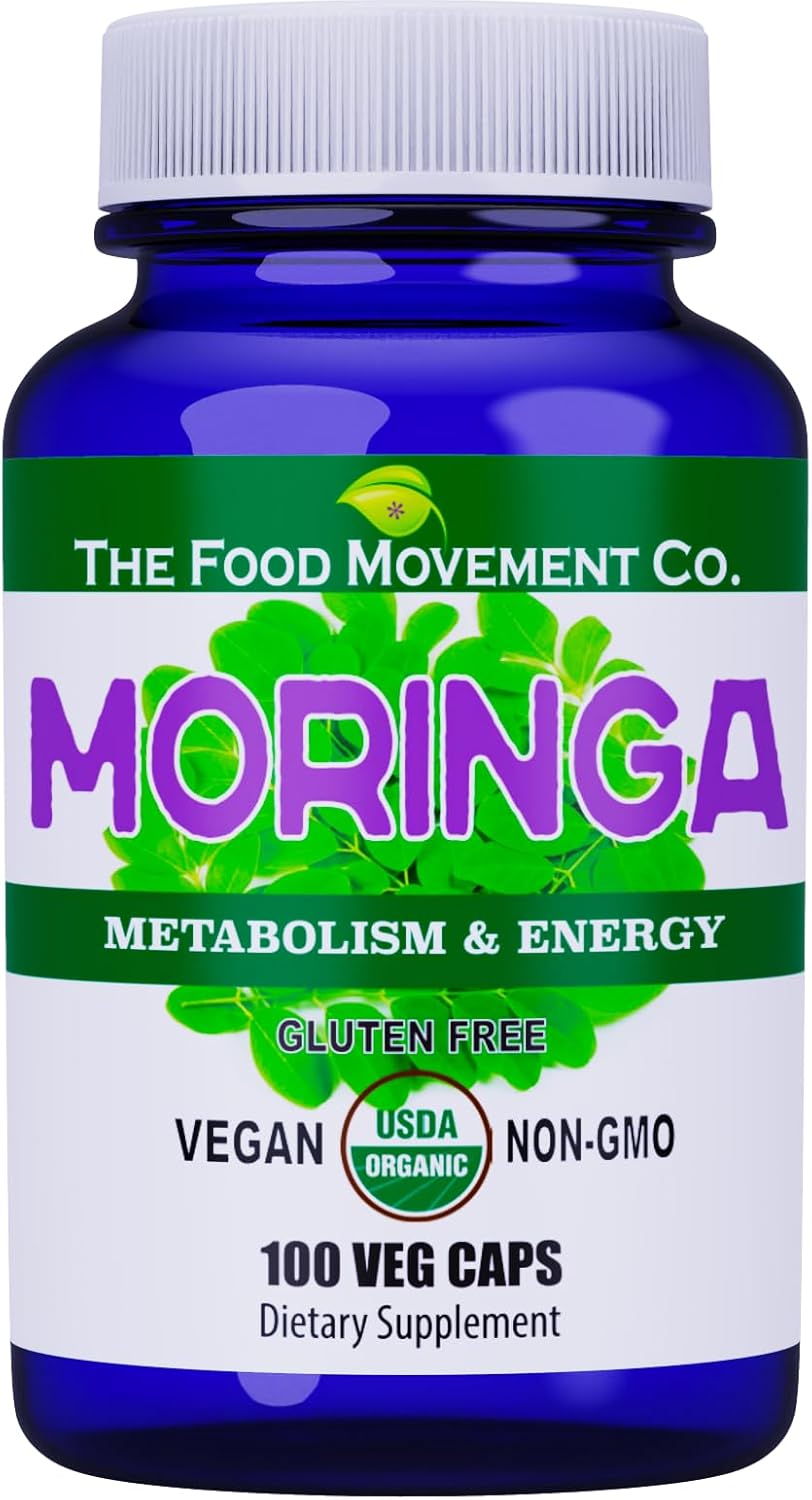 Certified Organic Moringa Superfood Capsules for Whole Body Wellness with Natural Energy Support - 100 Vegan Capsules - Espot.com.au