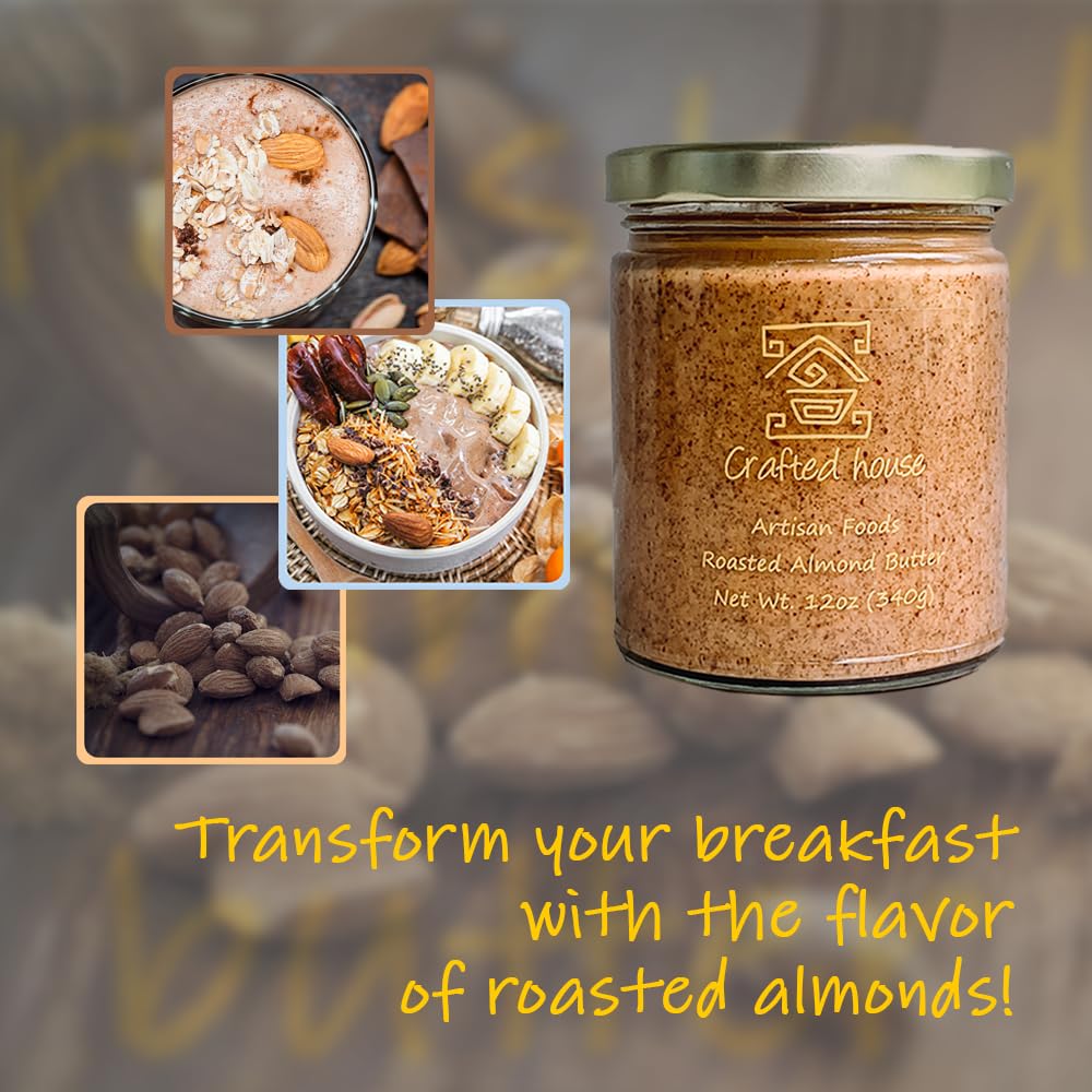 crafted-house-organic-chunky-almond-butter---12-oz-340g---non-gmo-gluten-free-keto-paleo-vegan---made-with-pure-cane-sugar---natural-almond-butter-5