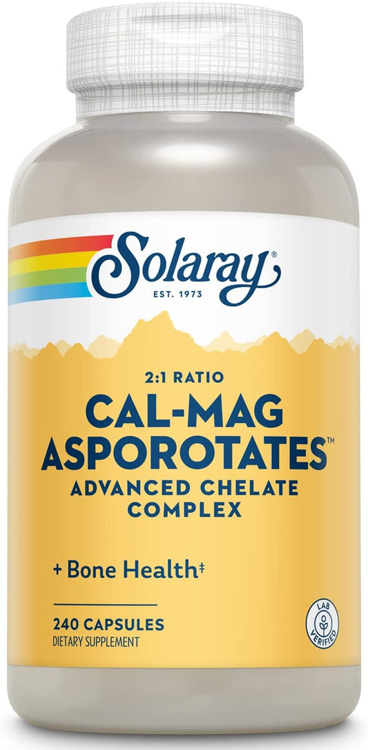 High-Quality Solaray Calcium and Magnesium Asporotate Capsules - 240 Count Bottle for Bone Health and Muscle Support - Espot.com.au