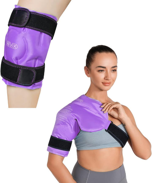 REVIX Reusable Knee Ice Pack Wrap for Injuries and Gel Shoulder Ice Pack for Pain Relief - Hot Cold Therapy for Recovery and Swelling - Espot.com.au