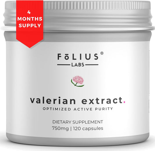 4X Concentrated Valerian Root Extract Capsules - 750mg - Pure & Potent Relaxation Supplement - Gluten Free - Non-GMO - 120 Caps - Espot.com.au