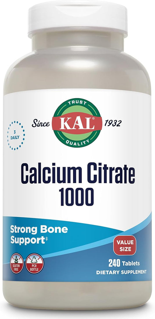 High-Potency KAL Calcium Citrate 1000mg Tablets - Bone & Teeth Health Support for Women & Men - Gluten Free, Lab Verified - 80 Servings - Espot.com.au