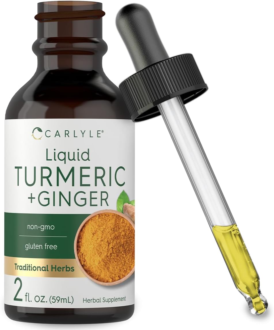Carlyle Turmeric and Ginger Drops 2 fl oz - Vegan Supplement with Black Pepper, Non-GMO, Gluten Free - Espot.com.au