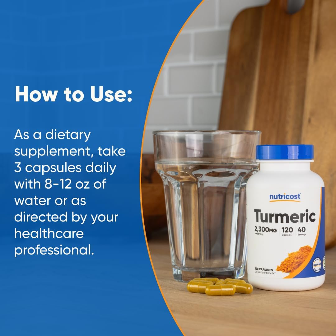 2300mg Turmeric Curcumin with BioPerine, 95% Curcuminoids, 120 Veggie Capsules - Gluten Free, Non-GMO, 40 Servings - Espot.com.au
