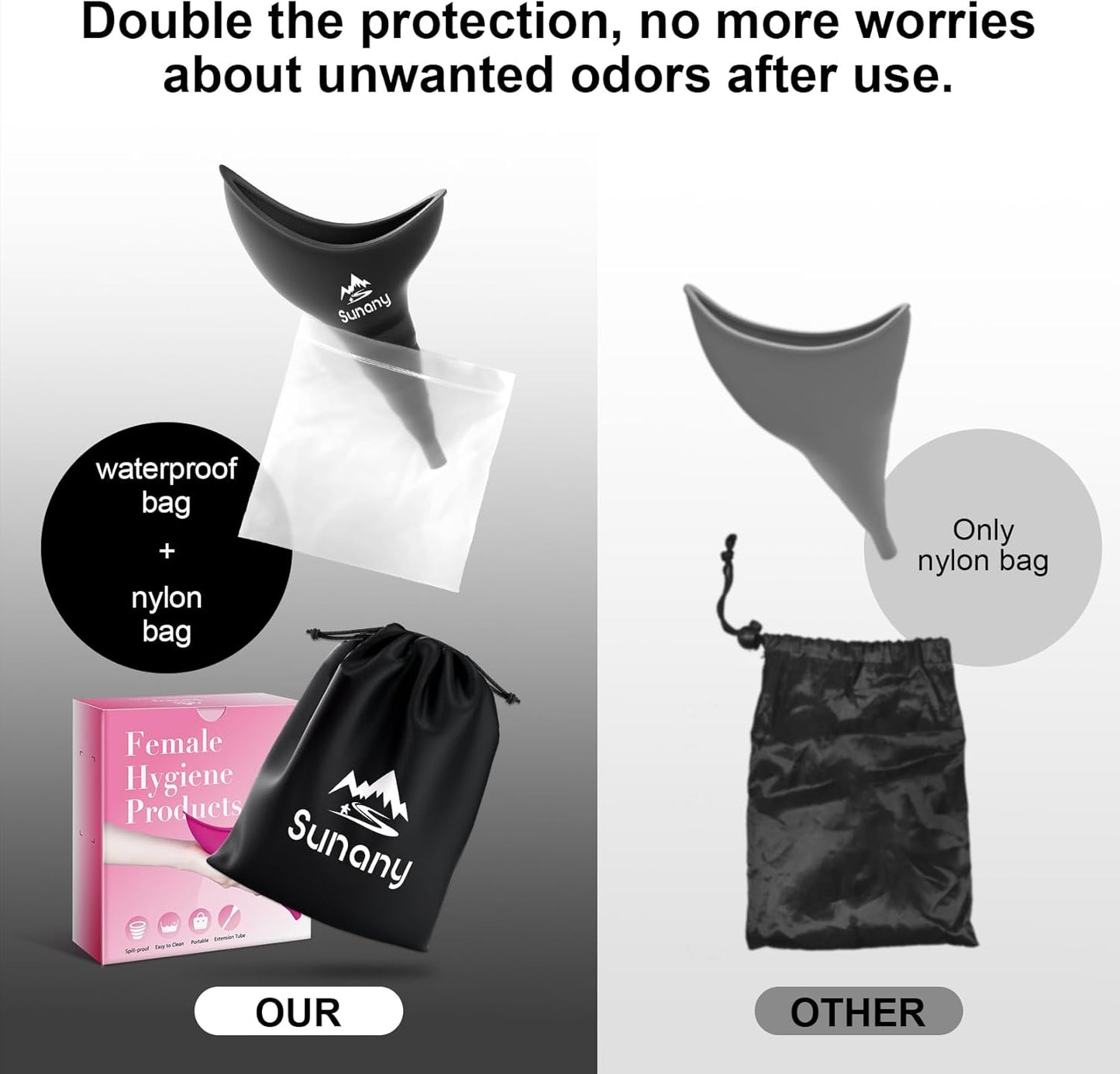 Portable Female Urinal with Silicone Funnel for Standing, Reusable and Travel-Friendly - Ideal for Outdoor Activities and Camping - Espot.com.au