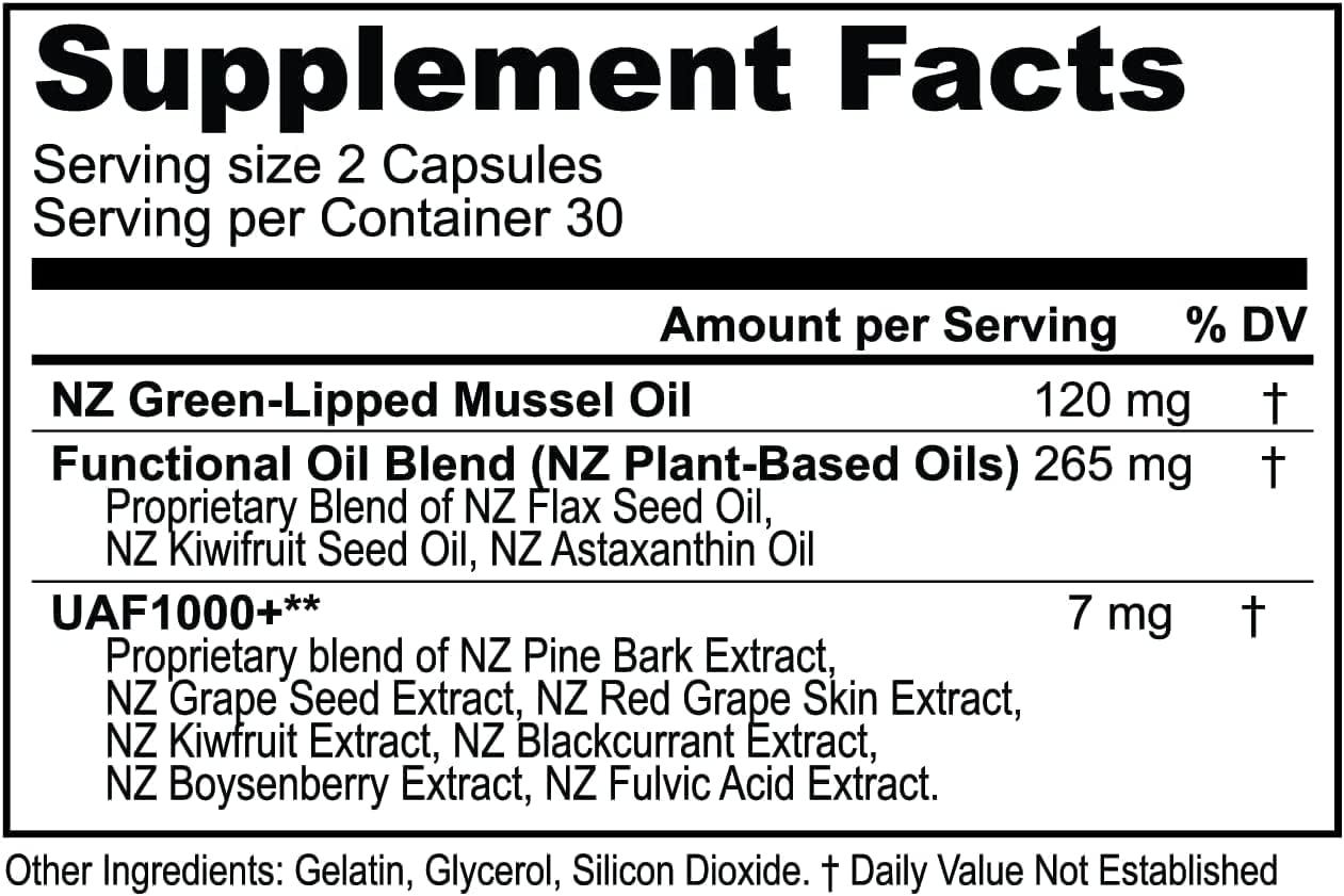 High Potency FREZZOR Omega 3 Black Green Lipped Mussel Oil Softgels for Joint Comfort, Mobility & Astaxanthin, No Fishy Aftertaste - 60 Softgels - Espot.com.au