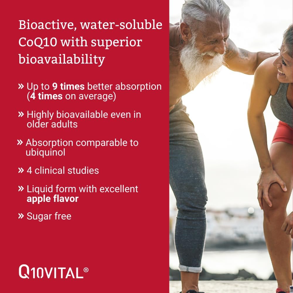 Valens Q10Vital CoQ10 100 mg Liquid - High Absorption Antioxidant for Heart Health, Energy, Anti-Aging, Skin - Apple Flavor, Sugar-Free - 9x Absorption Boost - Espot.com.au