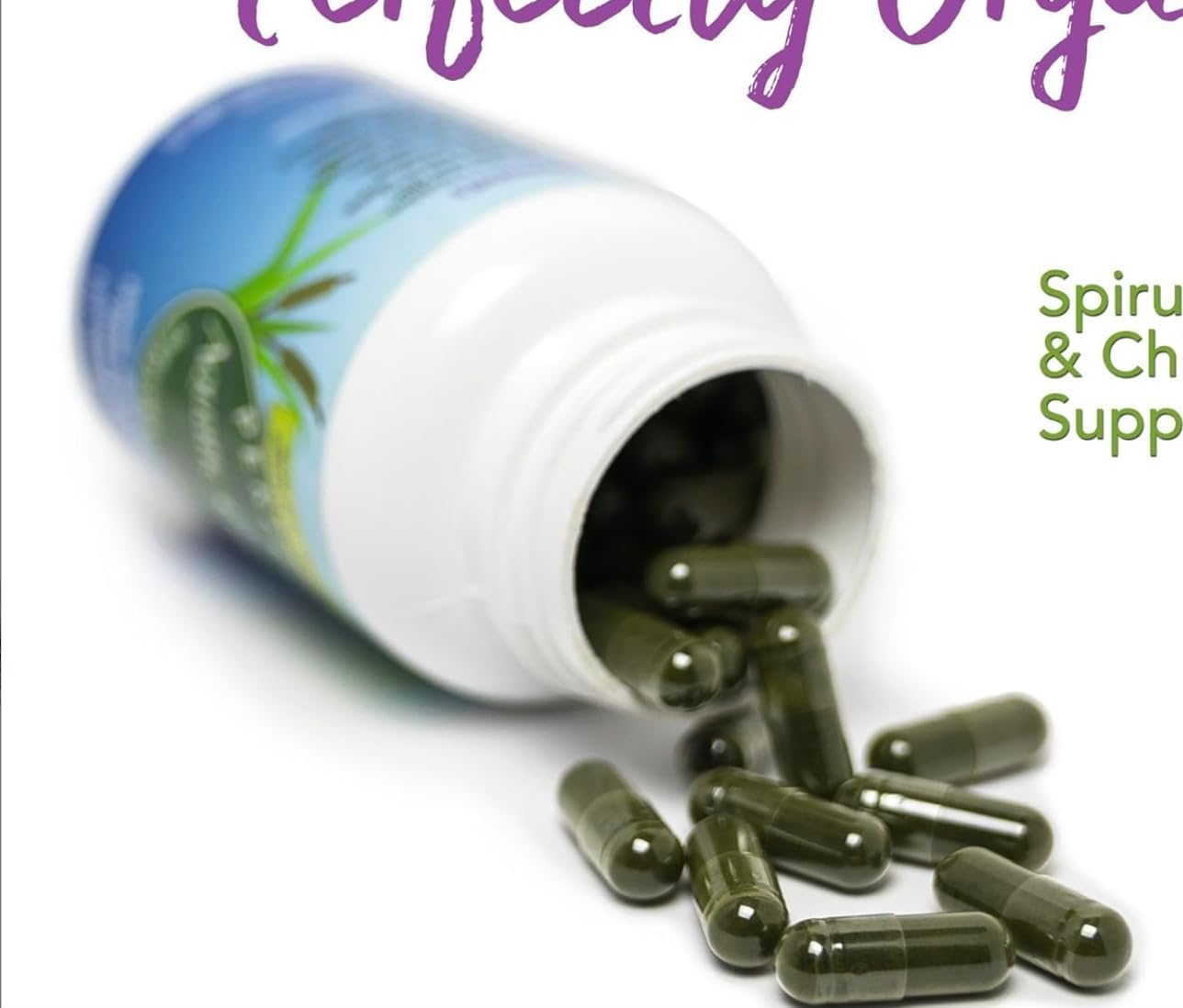 Organic Spirulina and Chlorella Supplement - 120 Vegetable Capsules - Nutritious Superfood - Perfect Aquatic Greens - Espot.com.au