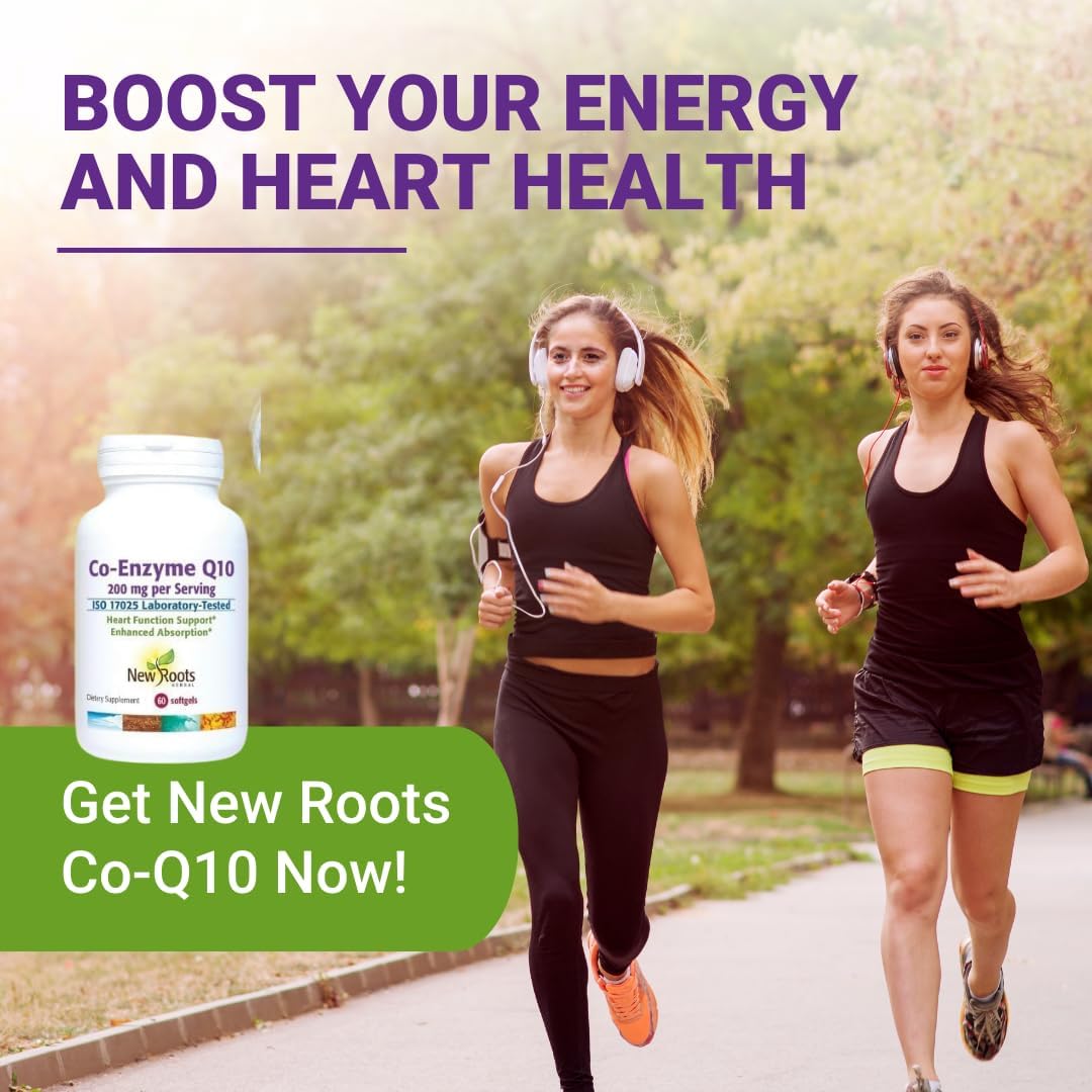 New Roots Herbal Coenzyme Q10 (CoQ10) 200 mg Softgels - Heart & Energy Support - Naturopathic Doctor Formulated - 30-Day Supply - Espot.com.au