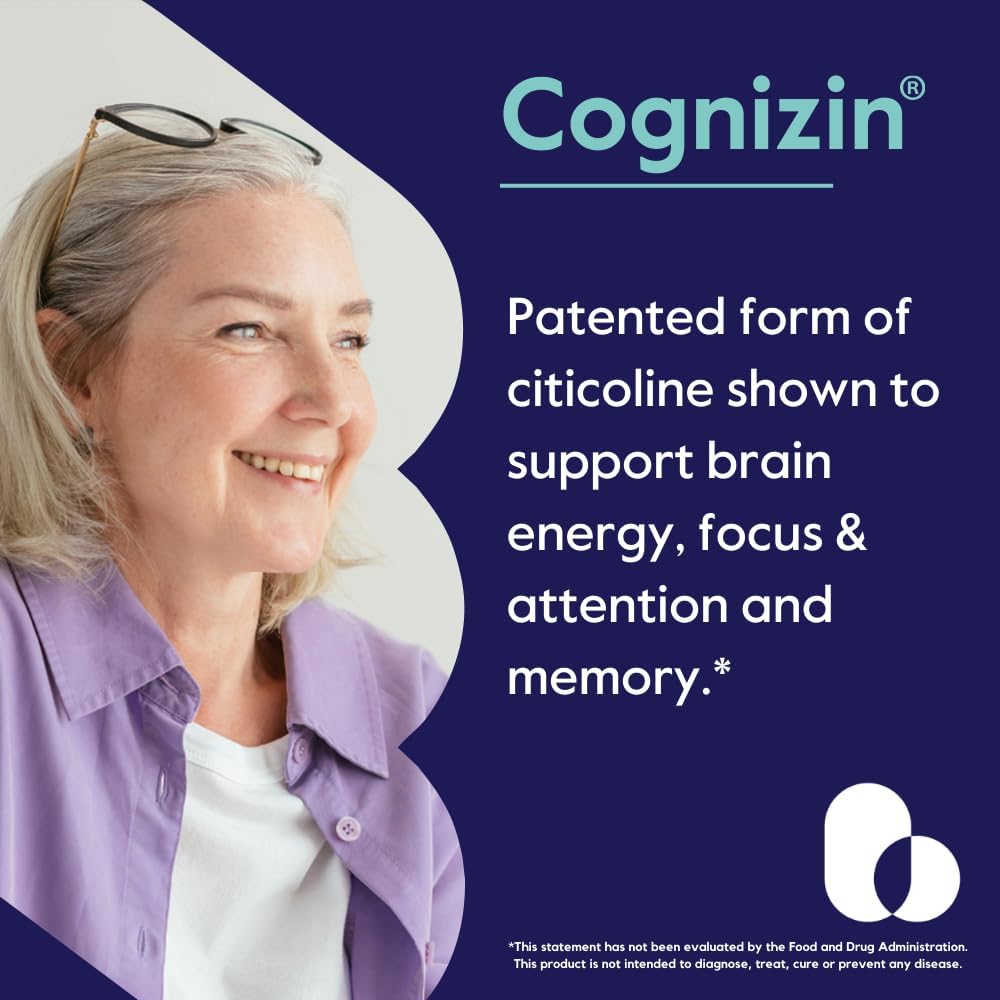 Cognizin 500mg Premium Choline Nootropic Capsules - Vegan, Non GMO, Gluten Free - Clinically Studied Brain Supplement for Memory and Focus - 60 Vegetarian Capsules - Espot.com.au