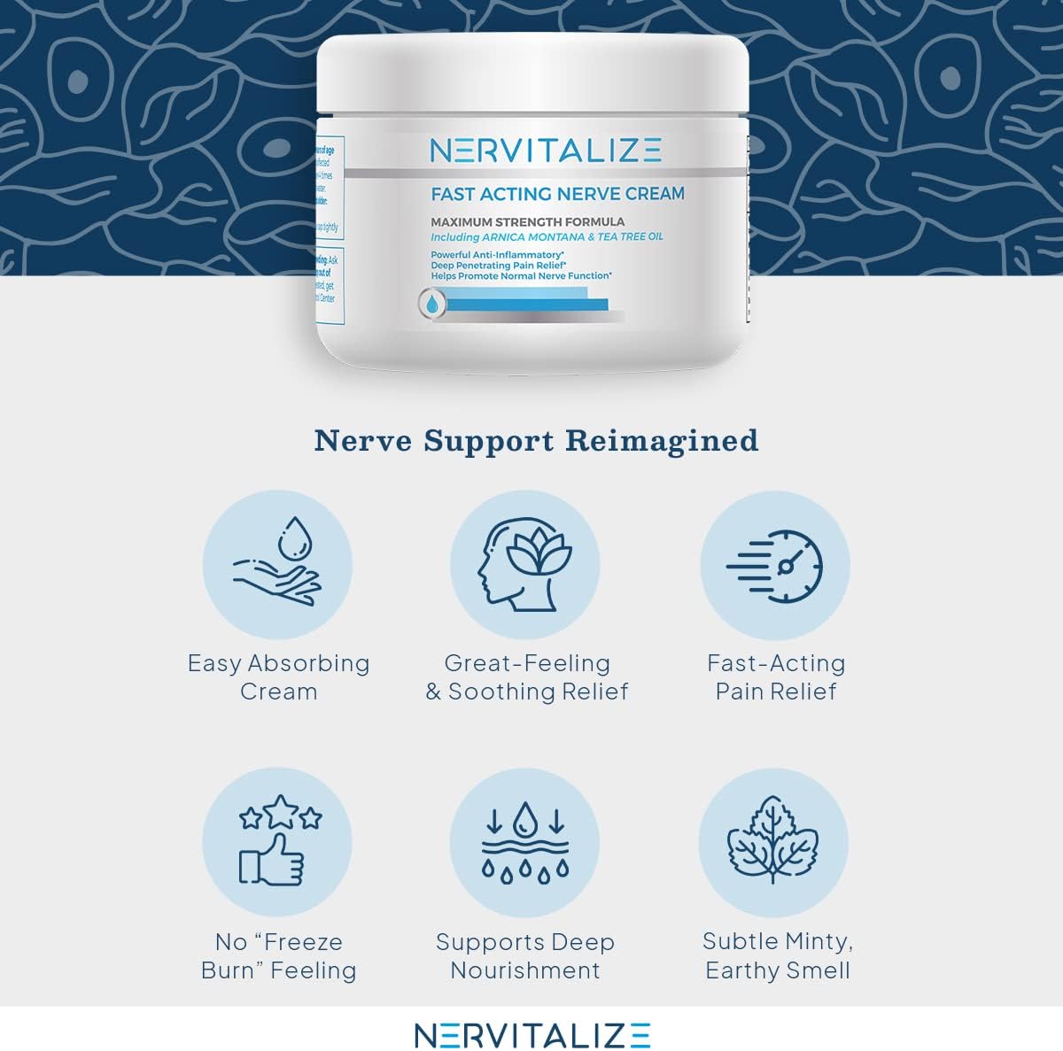 3 fl oz Nervitalize Fast Acting Nerve Pain Relief Cream - Maximum Strength Formula for Neuro Pain Relief and Nerve Nourishment - Made in USA - Espot.com.au