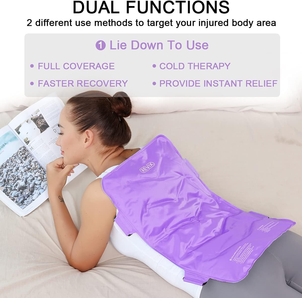 Large Reusable Gel Cold Pack for Knee Injuries and Full Back Pain Relief - REVIX - Espot.com.au