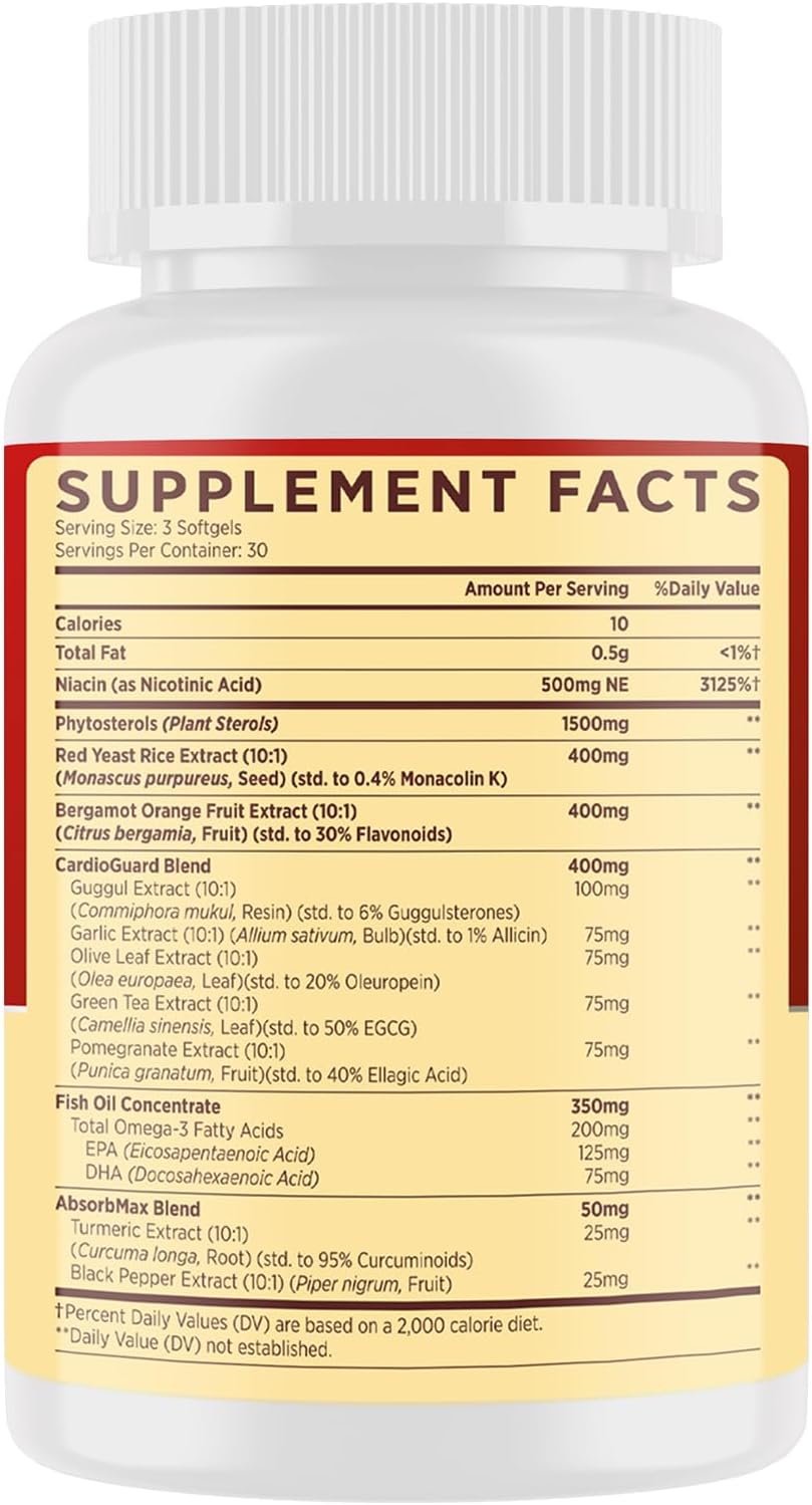 3600-mg-cholesterol-support-softgels-with-plant-sterols-niacin-red-yeast-rice-bergamot-omega-3-garlic---high-absorption-complex-for-healthy-cholesterol-levels---90-capsules-2