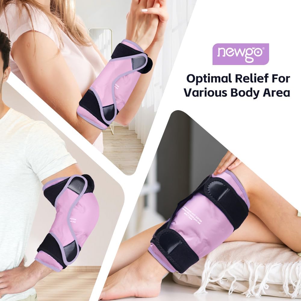Reusable Gel Ice Pack Knee Wrap for Knee Injuries, Swelling - Purple - Ideal for Meniscus Tear, ACL, Knee Replacement Surgery - NEWGO - Espot.com.au