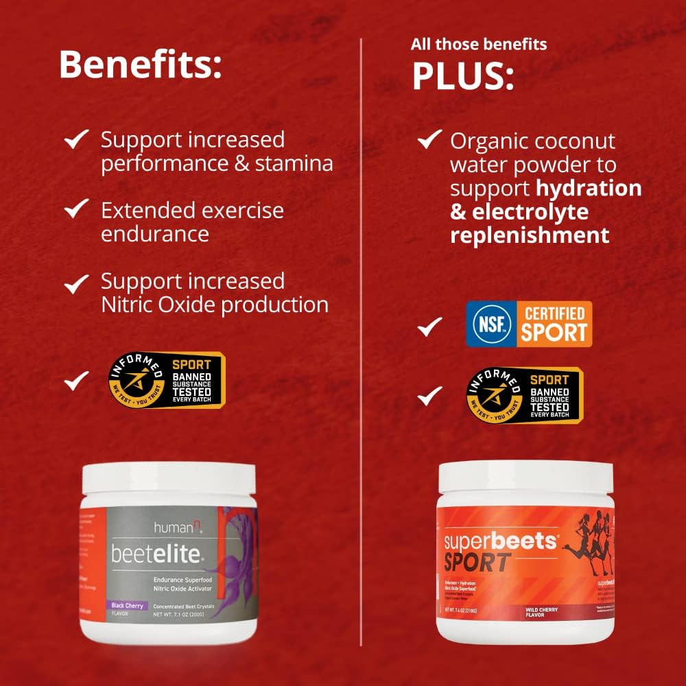 humanN SuperBeets Sport Endurance Pre Workout Powder - NSF Certified - Nitric Oxide Supplement - Wild Cherry Flavor, 20 Servings - Caffeine & Creatine Free Energy Booster - Espot.com.au