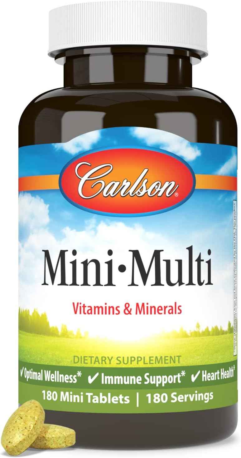 Carlson Mini-Multi: Small Multivitamin Tablets for Immune & Heart Health - 180 Mini Tabs
