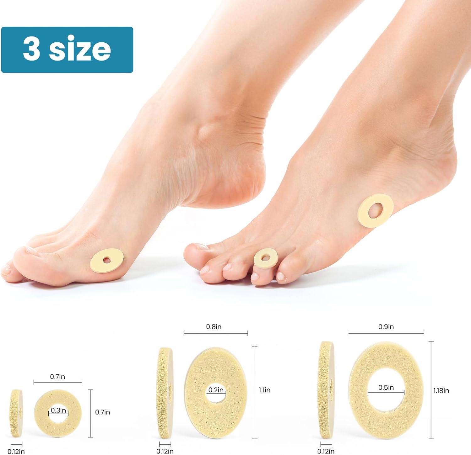 Corn Cushions for Toes and Feet - Foam Padding Callus Cushions with Self-Stick Adhesive Pads - Protect Sore Spots, Relieve Pain and Pressure - Multi-Size, 45 Count - Espot.com.au