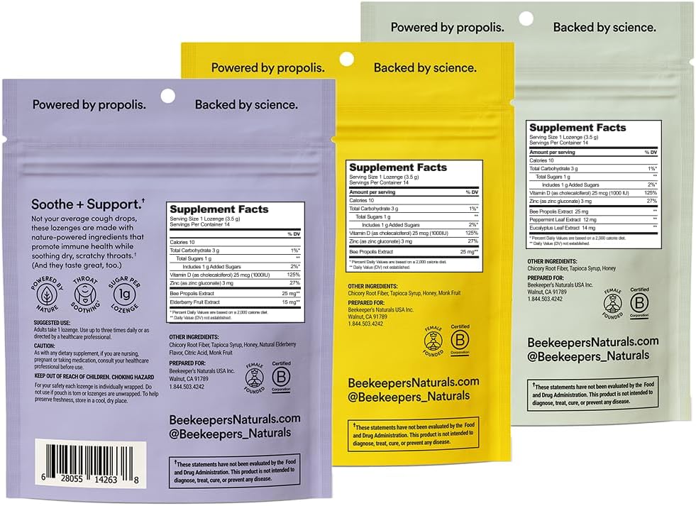 beekeepers-naturals-honey-cough-drops-variety-pack---42-ct-lozenges-with-zinc-propolis-vitamin-d-for-sore-throat-relief---honey-peppermint-elderberry-flavors-4