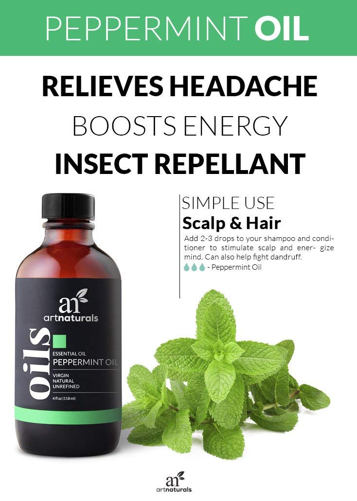 Peppermint Oil 4 oz - 100% Pure Essential Oil for Aromatherapy and Relaxation by ArtNaturals - Espot.com.au
