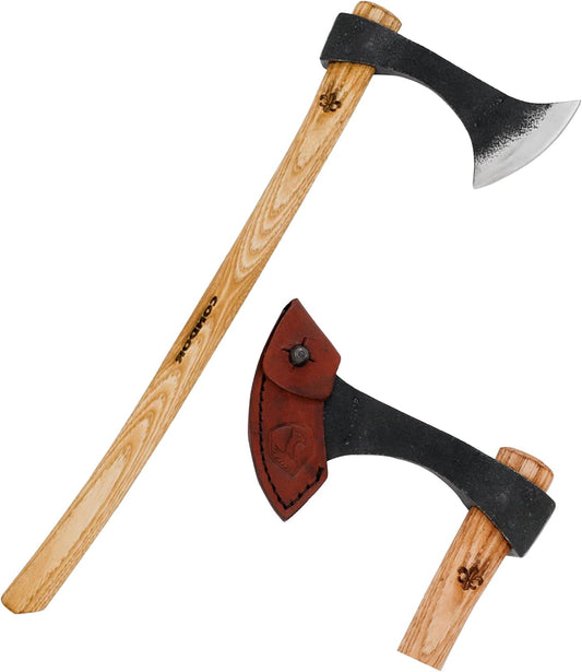 condor-tool-knife-francisca-throwing-axe---handcrafted-hatchet-with-leather-sheath---high-carbon-steel-blade---hickory-handle---66in---198oz-1