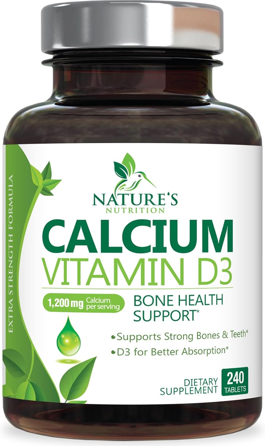 High Potency Calcium 1200mg with Vitamin D3 - 240 Tablets, Bone & Teeth Support, Immune System Boost, Absorbable Calcium Supplement for Men & Women - Espot.com.au