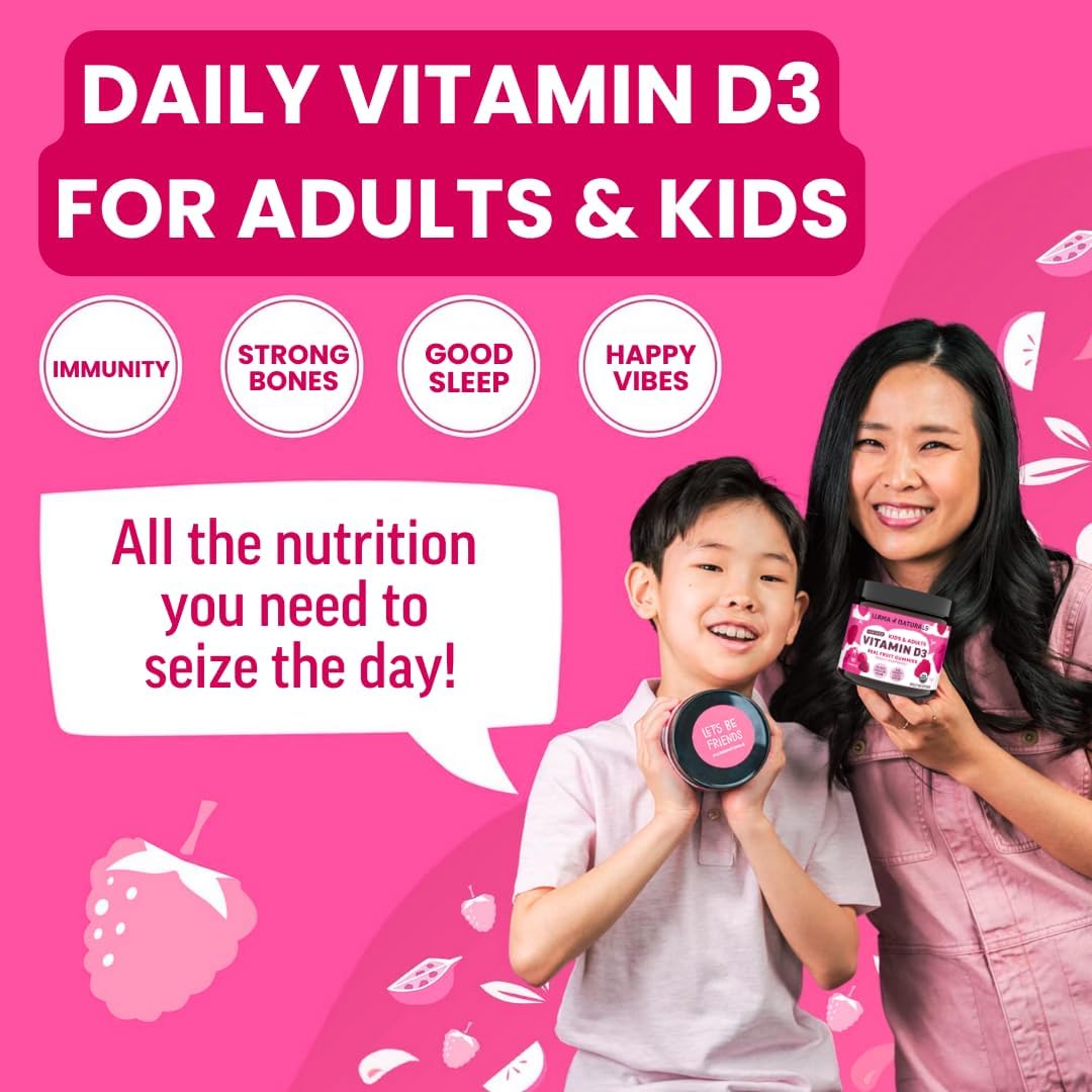 organic-raspberry-vitamin-d3-gummies-for-kids-adults---vegan-no-added-sugar-200-dv-each---120-count---llama-naturals-4