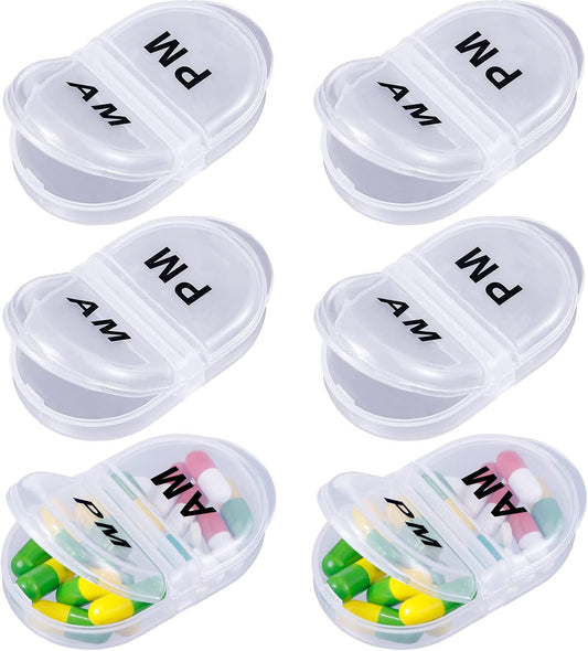 clear-6-pack-small-pill-organizer-case-for-am-pm-medication---portable-two-compartment-round-travel-holder-for-vitamins-and-supplements-1