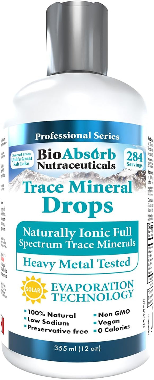 Organic Bio Absorb Trace Mineral Drops with Ionic Magnesium - Heavy Metal Tested from Utah's GSL Sea Water - 284 Servings (12 oz) - Espot.com.au