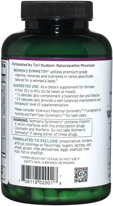 Vitanica Women's Symmetry High Potency Vegan Multivitamin 180 Capsules - Espot.com.au