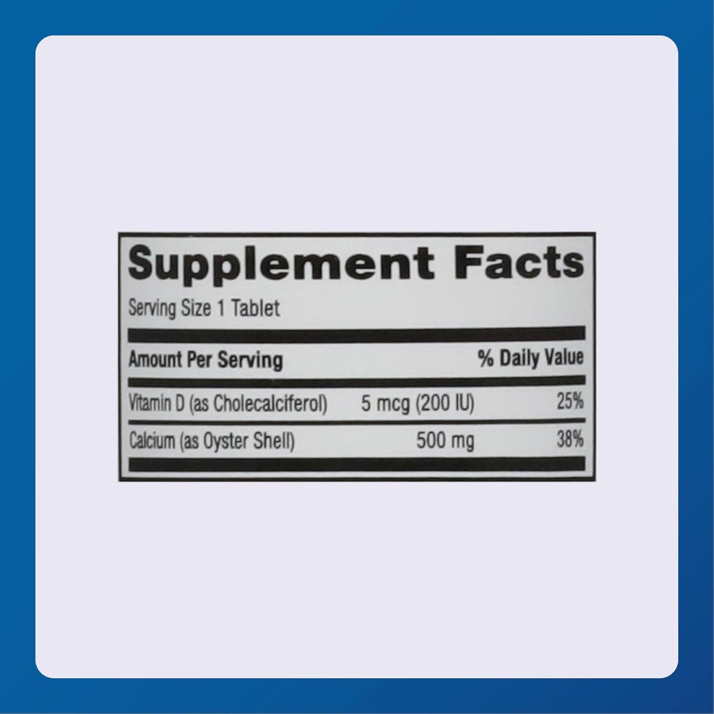 Oyster Shell Calcium Supplement with Vitamin D3 - 500 mg / 5 mcg - 60 Tablets - Supports Bone Health and Immune System - Espot.com.au