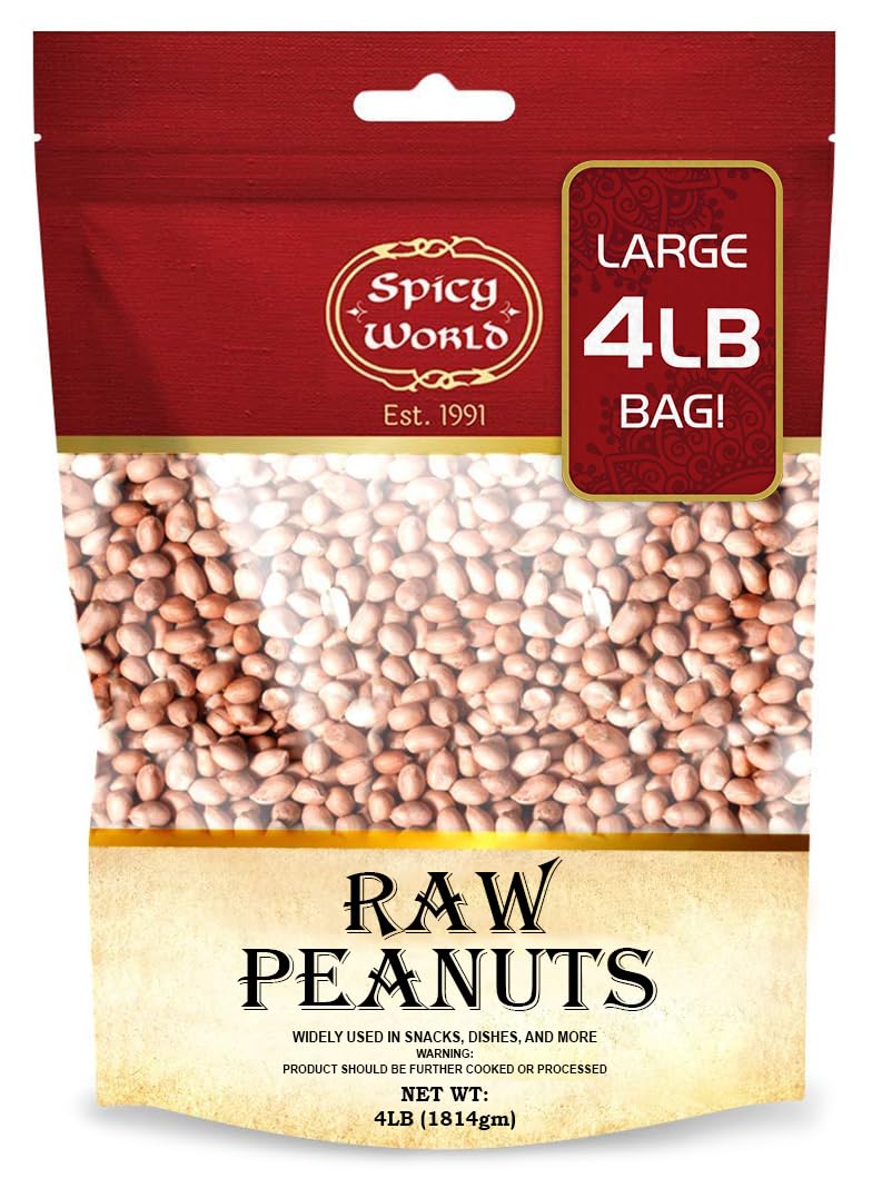 4lb-spicy-world-raw-peanuts---unsalted-whole-with-skin---usa-grown-red-skin-spanish-grade---all-natural-1