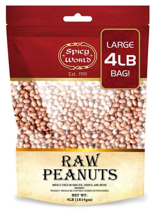 4lb-spicy-world-raw-peanuts---unsalted-whole-with-skin---usa-grown-red-skin-spanish-grade---all-natural-1
