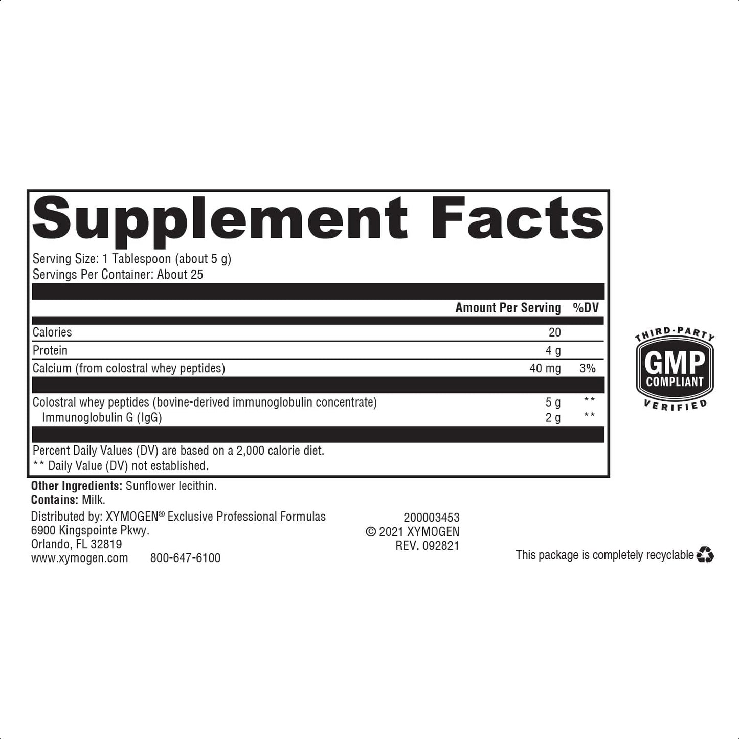 XYMOGEN IgG 2000 CWP - Colostral Whey Peptides Powder for Gut Health, Immune Support, and Cytokine Activity (5.3 oz) - Espot.com.au