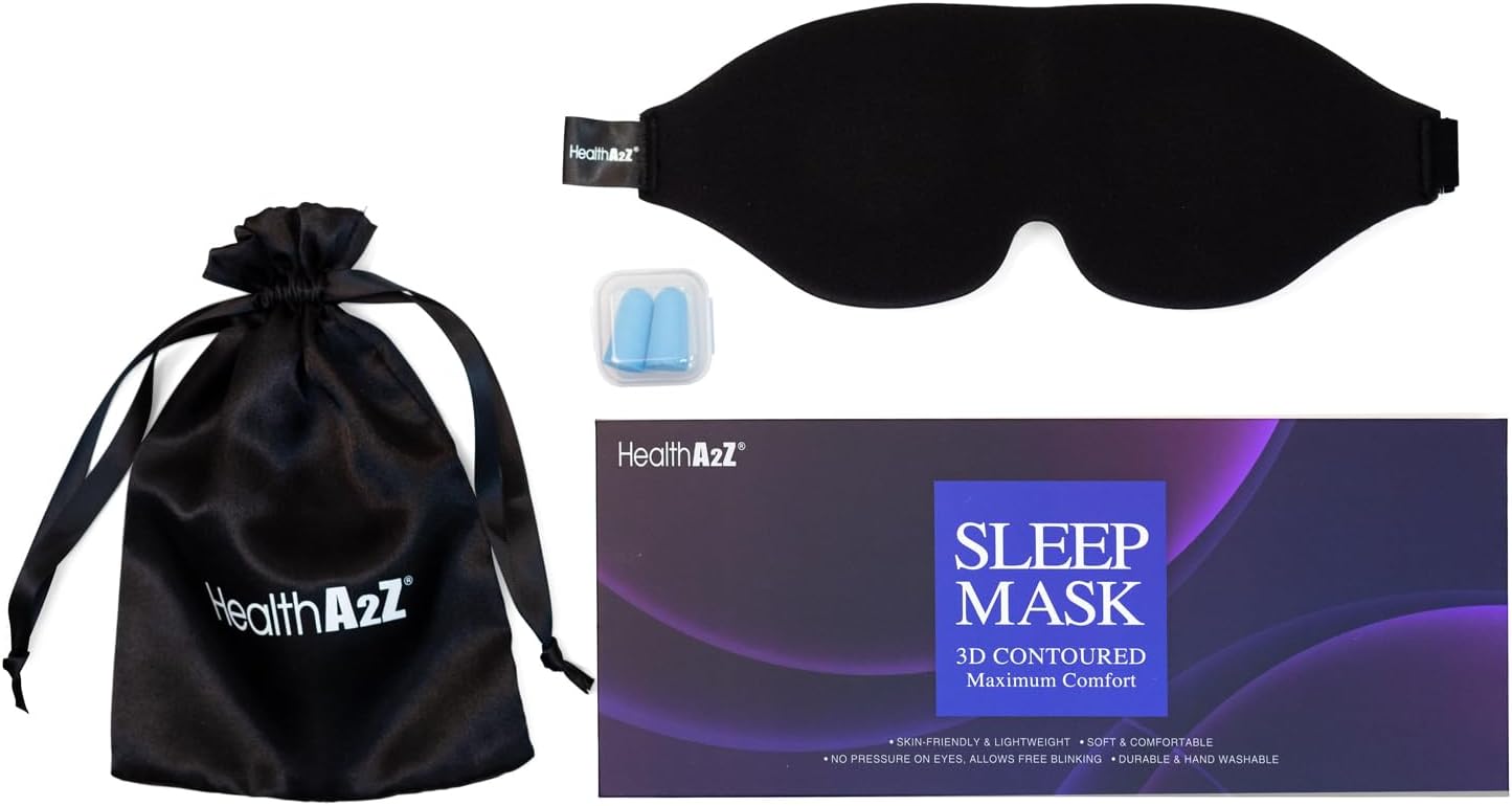 HealthA2Z Sleep Eye Mask with Heat-Bonded Technology - Adjustable & Ideal for Meditation, Yoga, Travel, Nap, Insomnia - Black - Espot.com.au