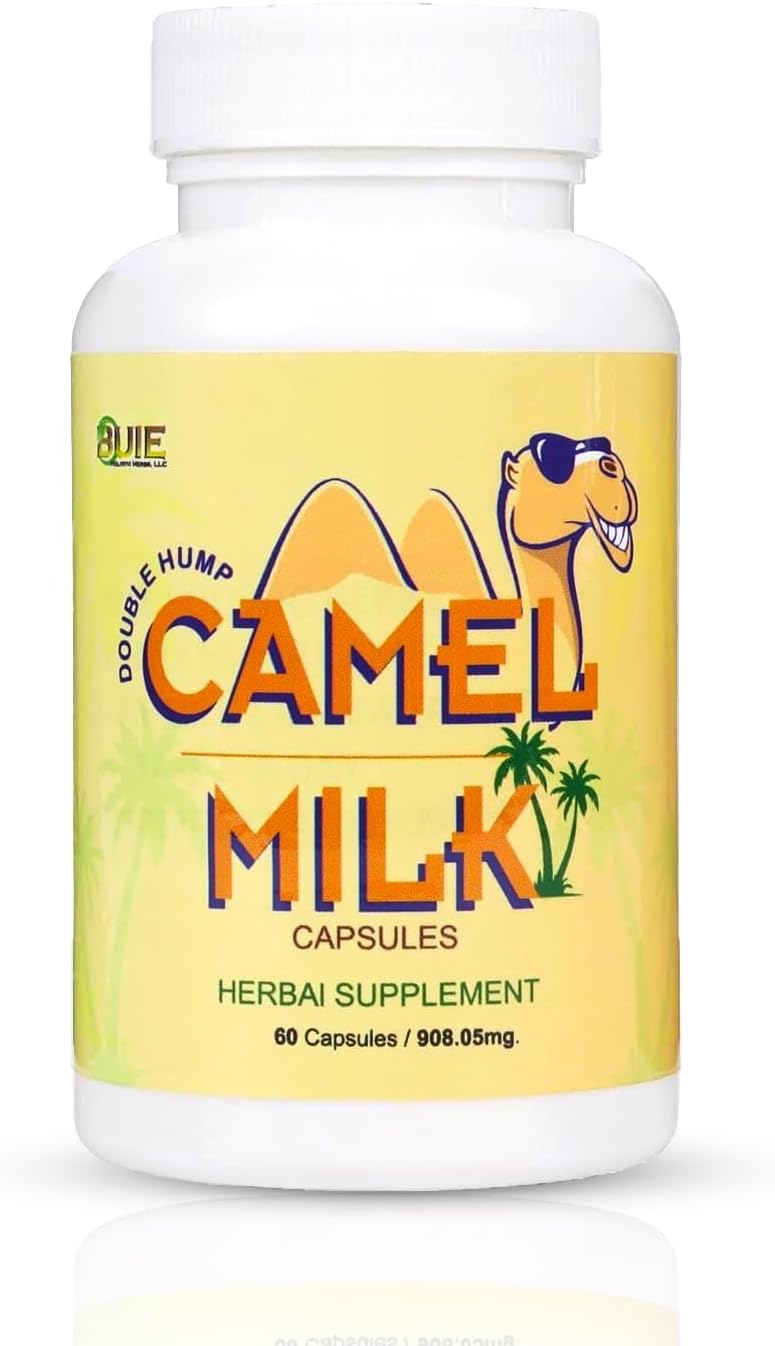 Pure Camel Milk Capsules with Herbal Supplements - 908.05mg Powder, Calcium, Vitamin C, B1, B2 - 60 Capsules - Espot.com.au