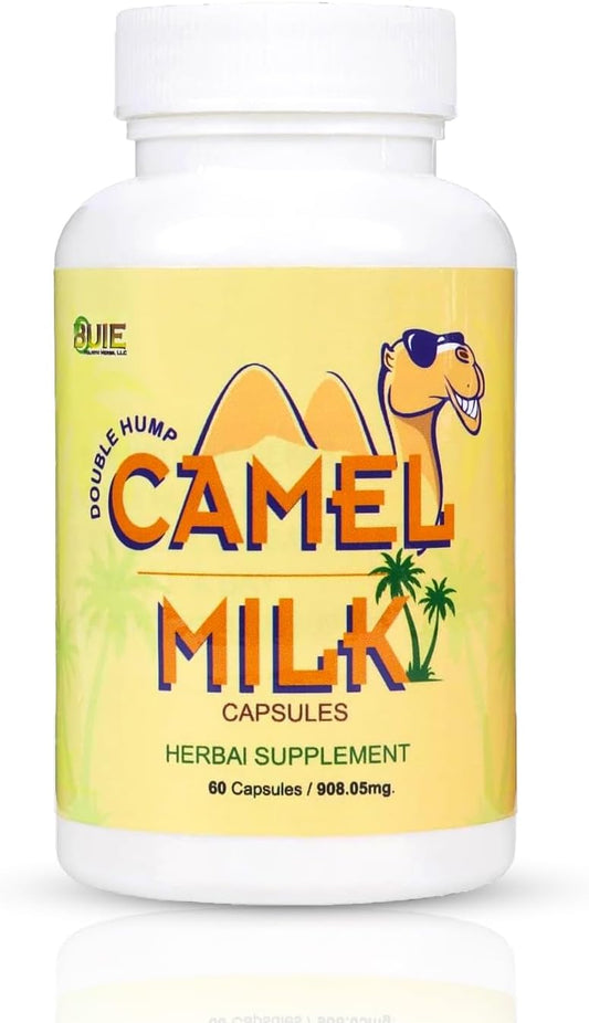 Pure Camel Milk Capsules with Herbal Supplements - 908.05mg Powder, Calcium, Vitamin C, B1, B2 - 60 Capsules - Espot.com.au