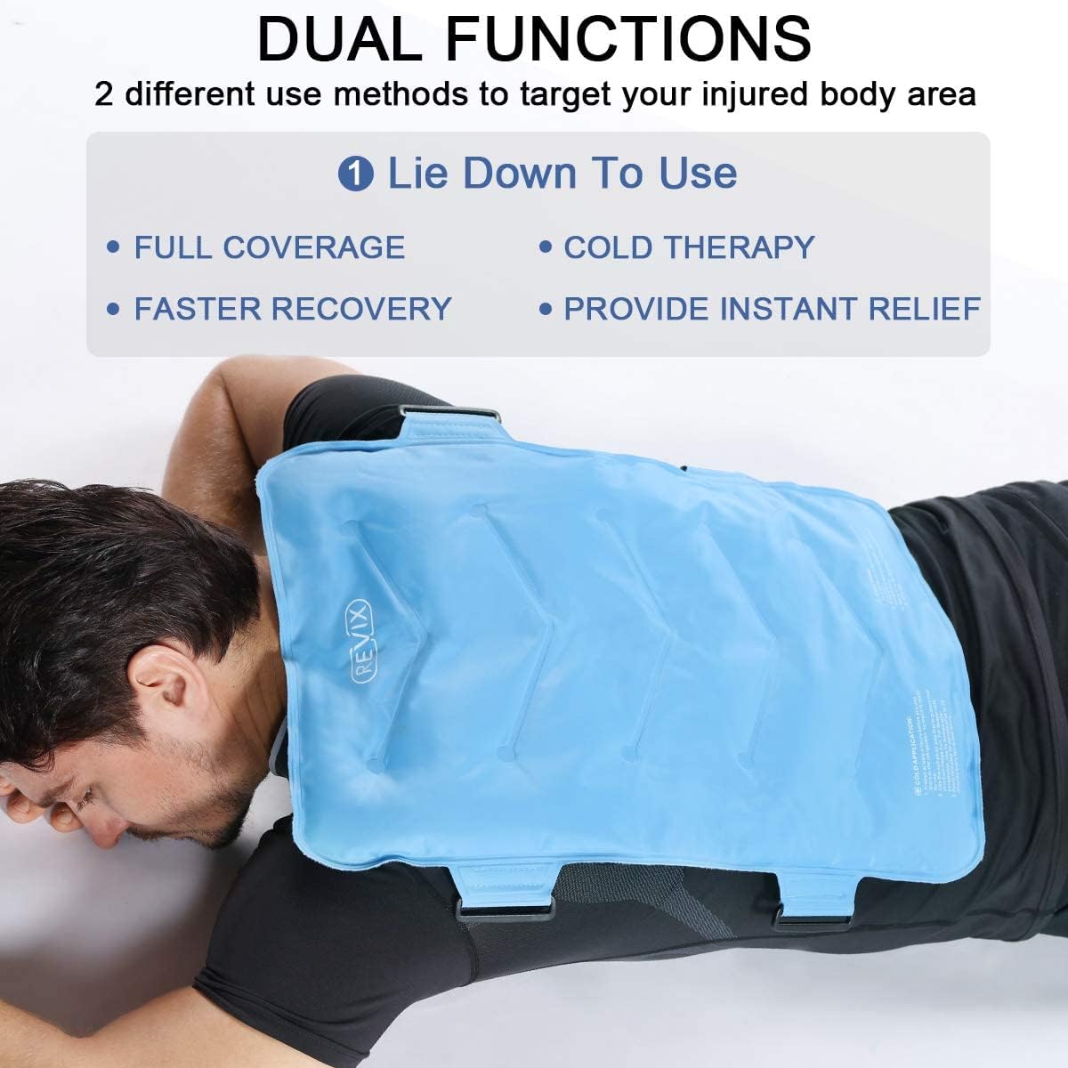 REVIX Ice Pack Combo for Knee and Back Pain Relief - Reusable Gel Wraps for Leg and Full Back Injuries - Espot.com.au
