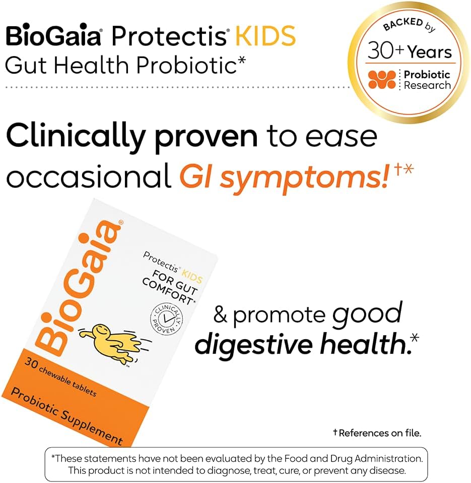 BioGaia Protectis Kids Probiotic - Ages 3+ | Helps Digestive Issues & Regularity | Allergen, Dairy, Soy & Gluten Free | 30 Years of Research | 30 Day Supply - Espot.com.au