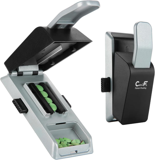 auto-centering-pill-cutter-device---aviation-aluminum-alloy-with-402-stainless-blade---anti-cut-design---ergonomic-control---designed-in-usa---silvery-1