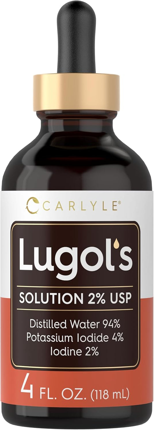 Potassium Iodide and Iodine Solution 2% Liquid Drops - Carlyle Lugols Iodine 4 fl oz Bottle - Espot.com.au