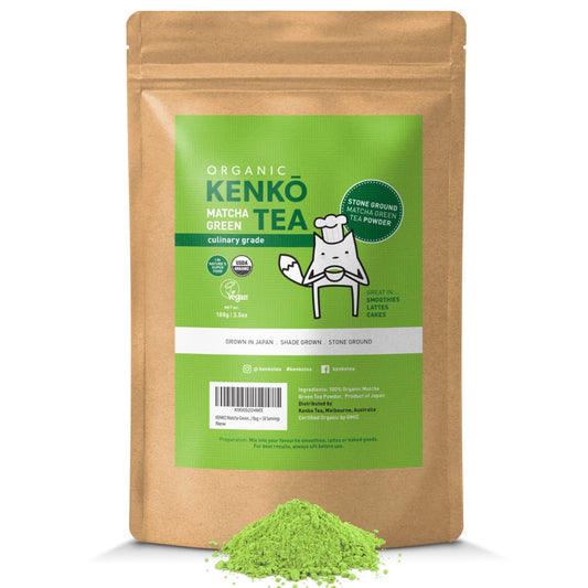 USDA Organic Culinary Grade Matcha Green Tea Powder for Lattes, Smoothies, and Baking - 100g Bag (50 Servings) by Kenko Tea - Espot.com.au