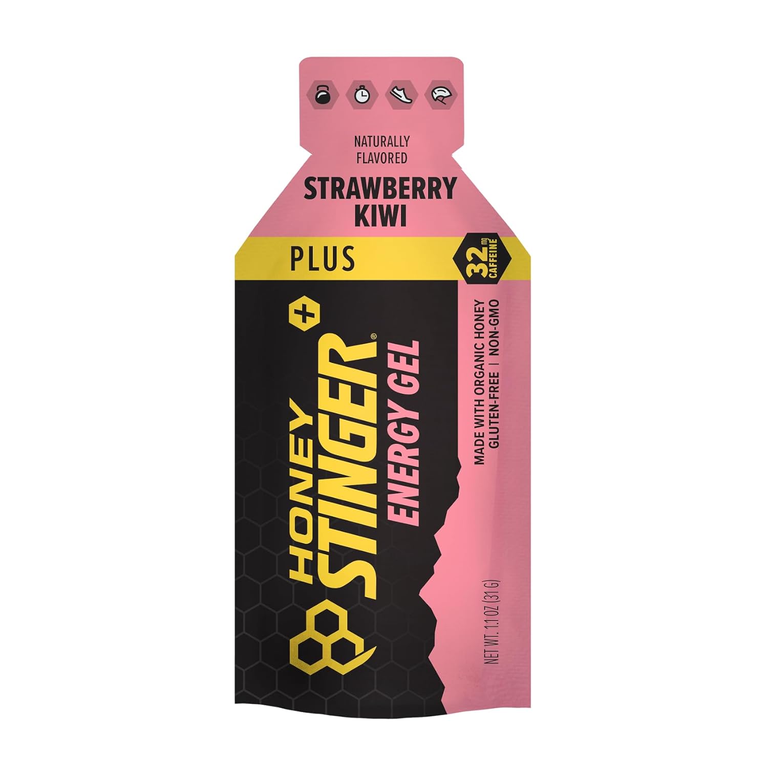 Organic Honey Caffeinated Energy Gel - Strawberry Kiwi Flavor | Gluten Free Sports Nutrition for Exercise, Running, Performance | Pre and Mid Workout Fuel | 24 Pack - Espot.com.au