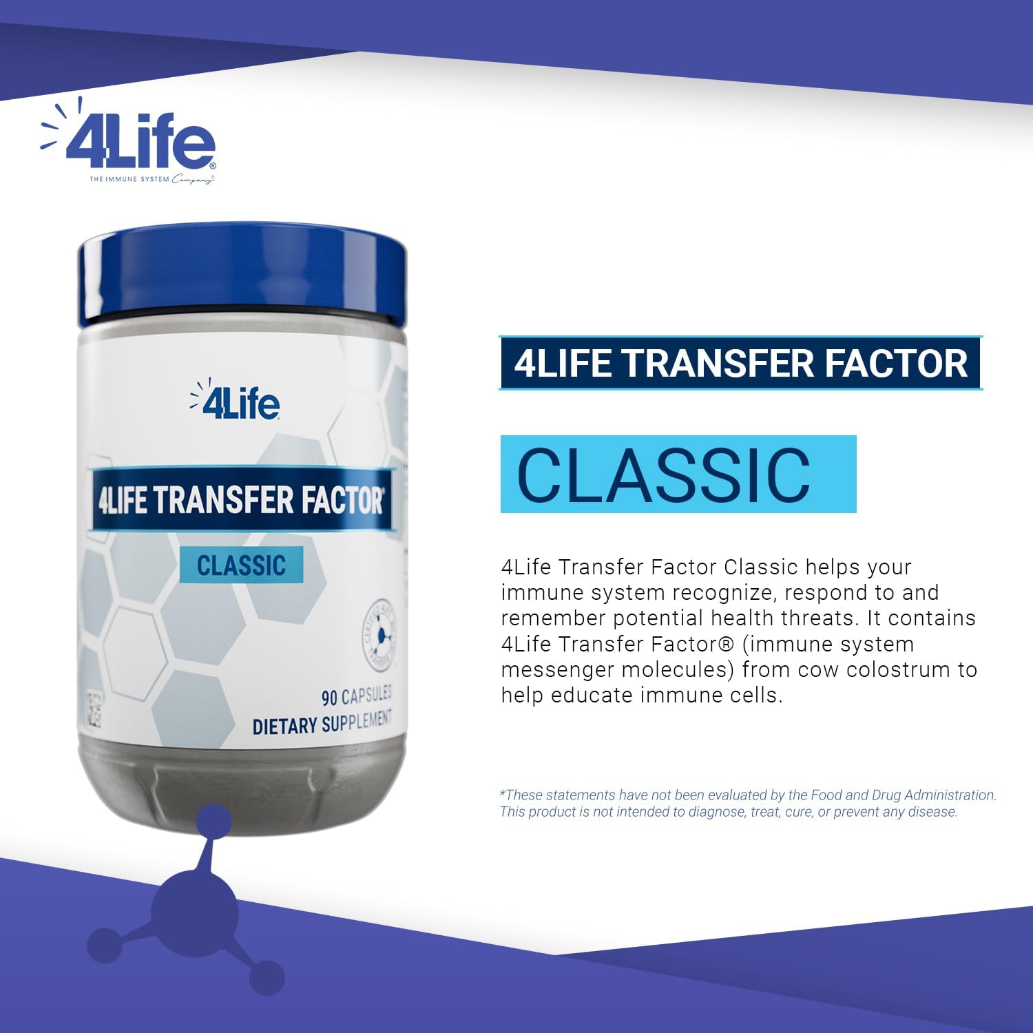 4Life Transfer Factor Classic with Cow Colostrum - Immune System Support for All Ages - 90 Veggie Capsules - Espot.com.au