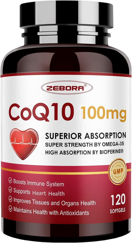 High Absorption CoQ10 Supplement with PQQ, BioPerine & Omega-3 for Heart & Energy - 120 Servings - Espot.com.au
