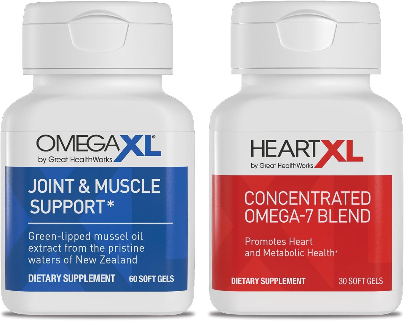 OmegaXL Joint and Muscle Support Supplement with Green Lipped Mussel Oil - Drug-Free Soft Gel Pills for Joints and Heart Health - 60 Count Joint Support + 30 Count HeartXL Omega-7 Blend - Espot.com.au