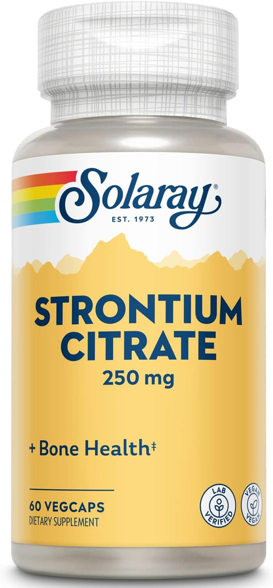Solaray Strontium Citrate 250mg Capsules - Promotes Bone and Dental Health with Easy Digestion and Absorption - 60 Vegetarian Capsules - Espot.com.au