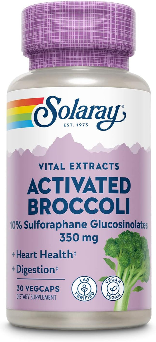 Solaray Broccoli Seed Extract 350mg - 10% Sulforaphane Glucosinolates, Antioxidant, Heart & Digestive Support - Vegan, Lab Verified - 30 Servings - Espot.com.au