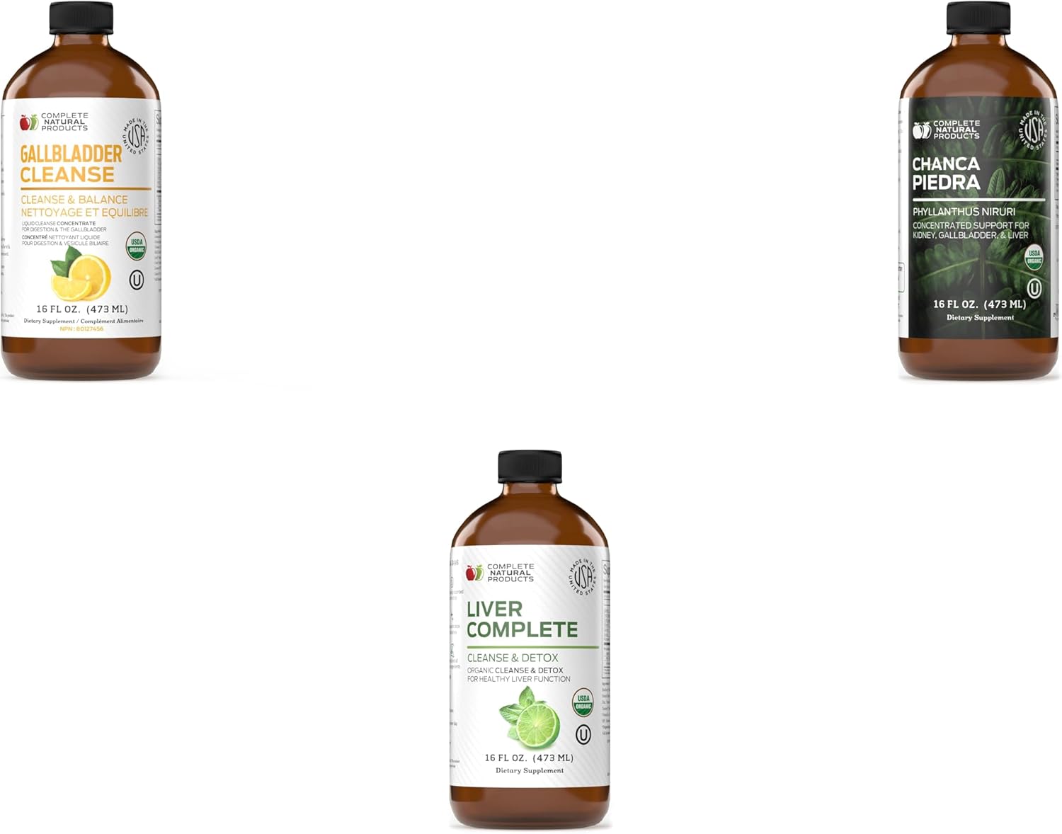 16oz Natural Gallbladder, Chanca Piedra, and Liver Complete Bundle - Complete Natural Products - Espot.com.au
